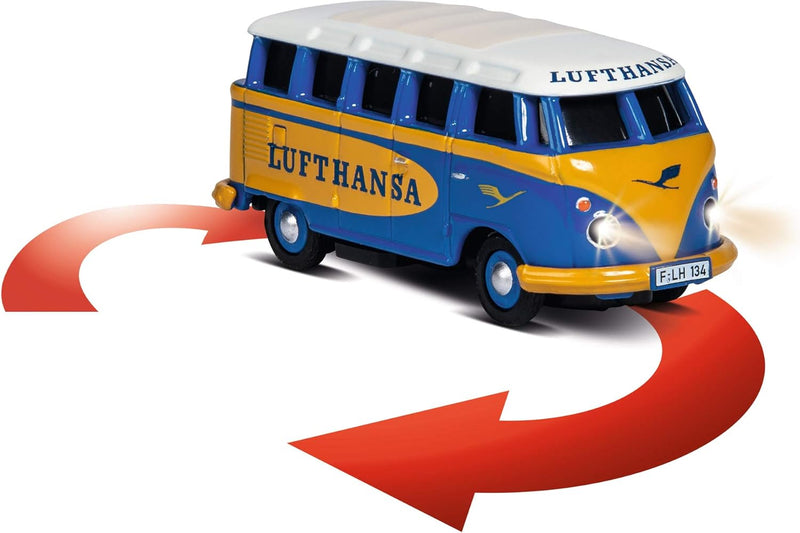 Carson 500504134 500504134-1:87 VW T1 Samba Bus Lufthansa RTR Fahrfertiges Modell, 2.4 GHz Fernsteue