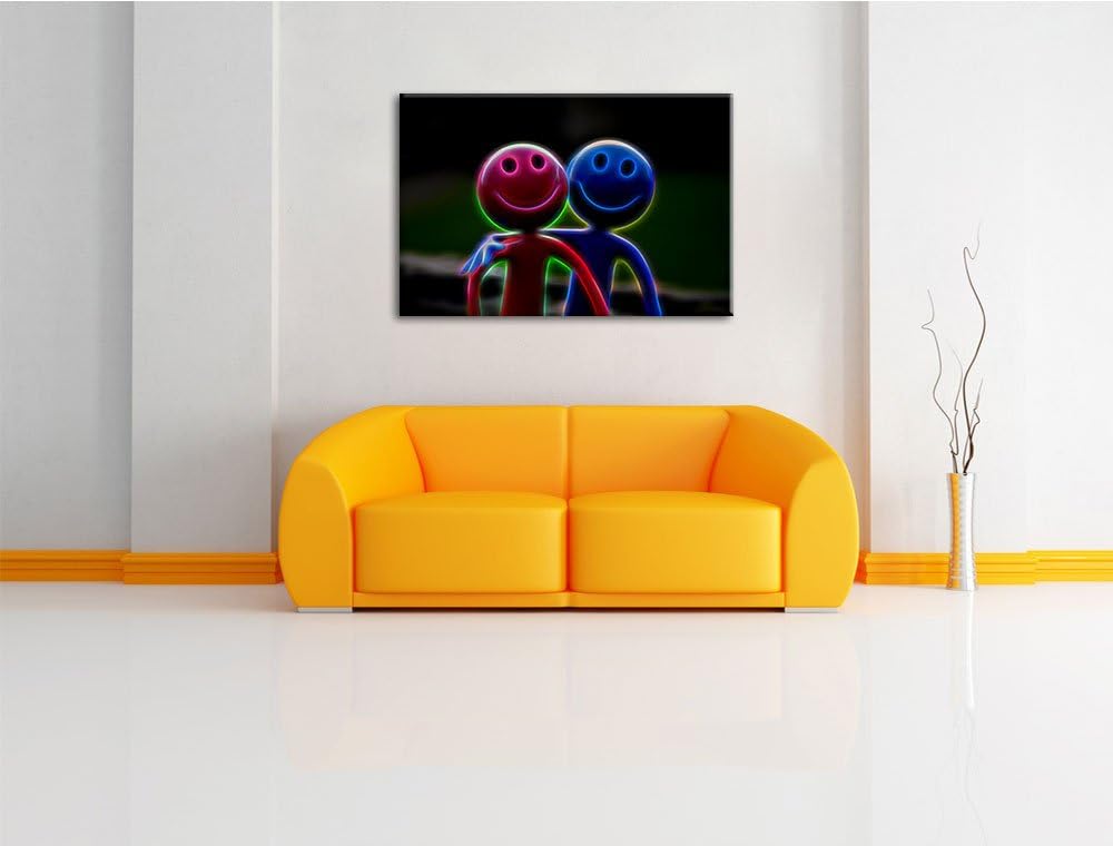 Dark Lustige Männchen Deluxe Format: 100x70 cm auf Leinwand, XXL riesige Bilder fertig gerahmt mit K