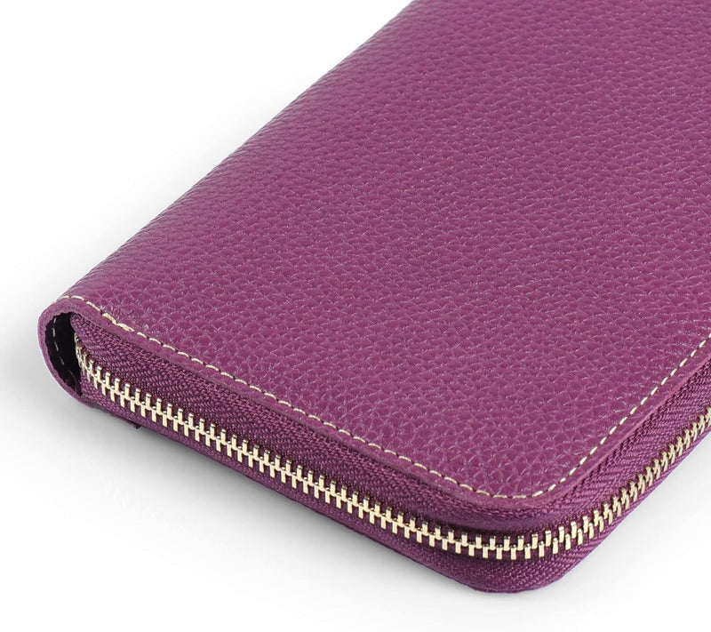 Londo Echtleder Padfolio mit Stifthalter Notepad und Reissverschluss Purple, Purple