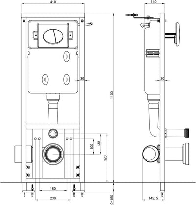 Festnight Unterputz Spülkasten Wandeinbau-Spülkasten | Befestigungsabstand: 18-23 cm | 11 L 41x14x(1