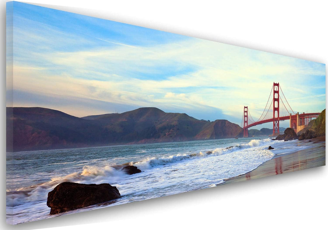 Feeby Bilder Golden Gate Bridge San Francisco XXL 150x50 cm 1Teilig Wohnzimmer Schlafzimmer Modern W