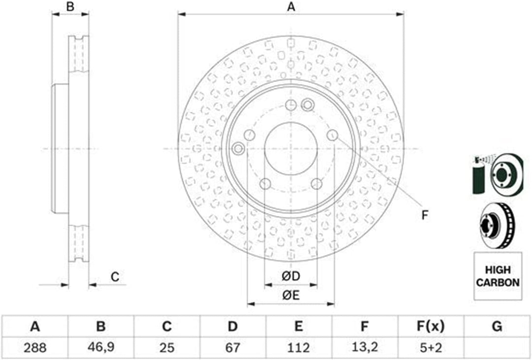 2x Bosch Bremsscheiben ø288 Mm Set Vorne Bremsen Bremsanlage Scheibenbremse Brakes