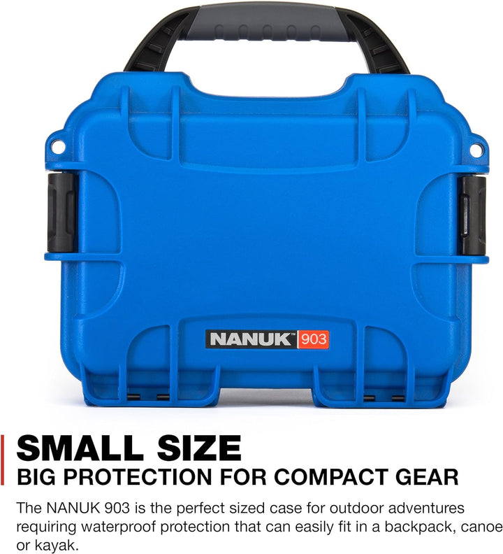 Nanuk 903 Wasserdichter Hartschalenkoffer Mit Plüschschaumeinlage - Blau Blau Cubed Foam Hülle, Blau