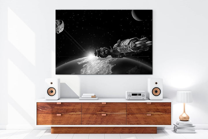deyoli Raumschiff auf Entdeckungsreise Format: 80x60 Effekt: Schwarz&Weiss als Leinwandbild, Motiv f