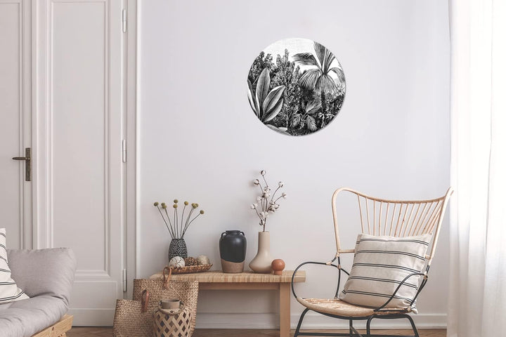MuchoWow Wandbild Rund Wanddeko Deko Wohnzimmer Bilder 30x30 cm Pflanzen - Natur - Gestaltung - Illu