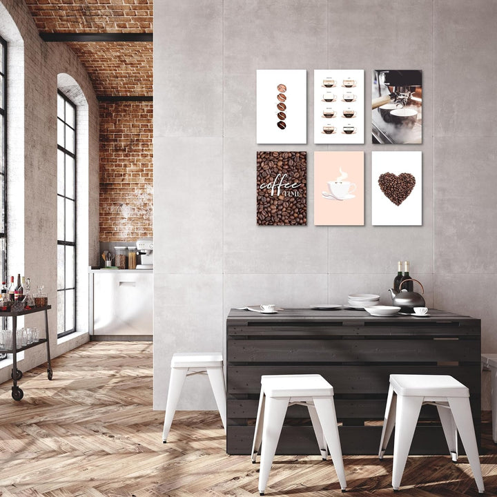 Novart Wandbilder Set - KOMPLETT AUFHÄNGFERTIG - Made in Germany - Moderne Bilder Kaffee Coffee Essz