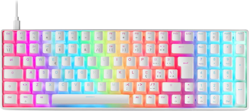 Mars Gaming MKULTRA, Mechanische Tastatur Weiss RGB, Kompakt 96%, Schalter Outemu SQ Rot, Portugiesi