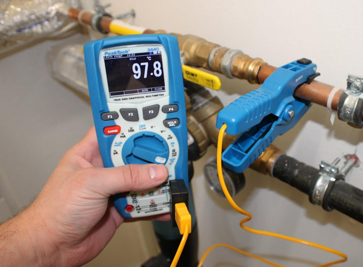 PeakTech praktischer Temperaturfühler Typ K als Klemmzange/Klammer für Rohre, 1 Stück, TF-25 & Typ K