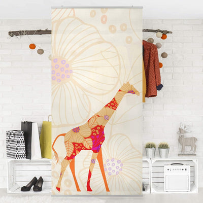 Bilderwelten Raumteiler Floral Giraffe 250x120cm inkl. transparenter Halterung, inkl. transparenter