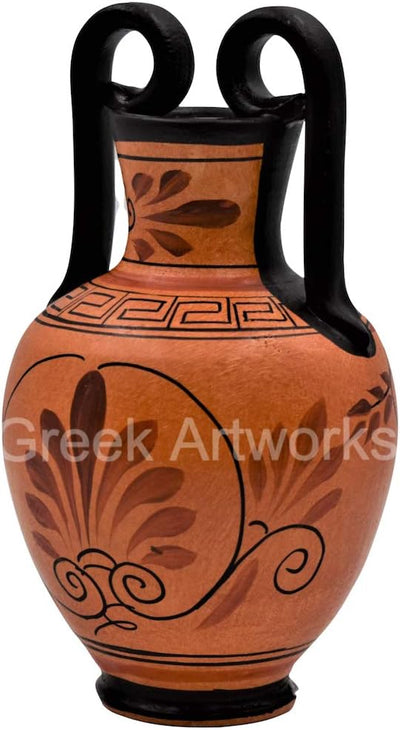 Griechische schwarze Keramik-Vase, Topf mit Töpferei, Göttin Aphrodite, 17 cm