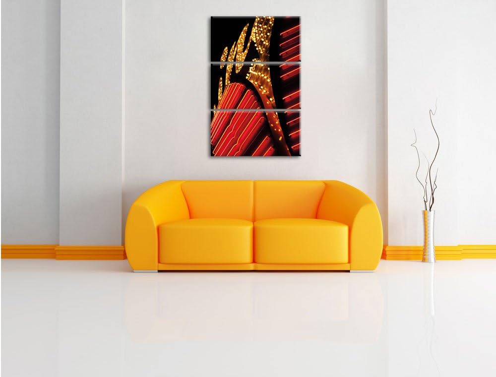 Pixxprint Dark Leuchtreklame 3-Teiler Leinwandbild 120x80 Bild auf Leinwand