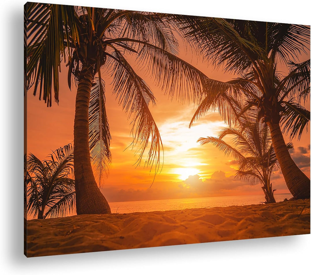 deyoli Sonnenuntergang Format: 80x60 cm als Leinwandbild, Motiv fertig gerahmt auf Echtholzrahmen, H