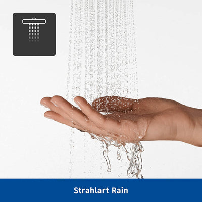 Duravit wassersparende Stabbrause, Duschkopf mit Strahlart Rain, Duschbrause eckig, Handbrause mit w