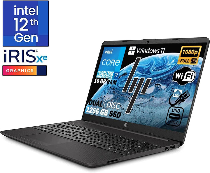 HP 240 G8 Notebook Laptop Intel i3 1005G1 10Th gen bis zu 3.40Ghz Display 14" HD,12GB RAM ddr4, sd M