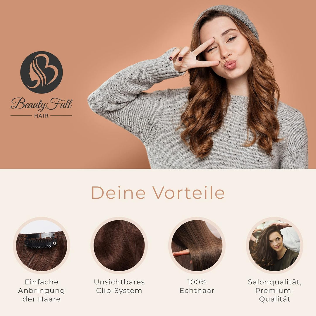Beauty Full Hair Clip in Extensions Echthaar 55cm 100g Weissblond/Ice|Haarverlängerung Echthaar Clip