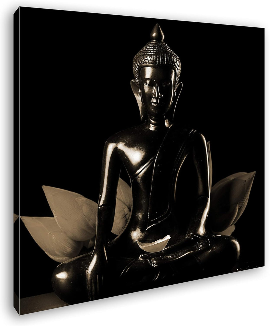 deyoli Dark Buddha Figur Format: 60x60 Effekt: Sepia als Leinwandbild, Motiv fertig gerahmt auf Echt