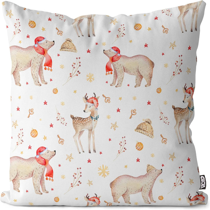 VOID Bär REH Weihnachten Tiere Kissenbezug Kissenhülle Sofakissen Kissen Deko Weihnachten Winter Wei