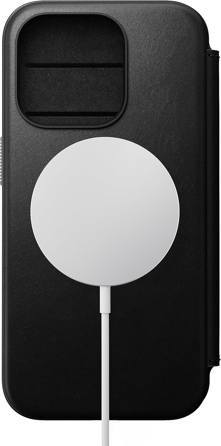 Nomad Moderne Lederhülle für iPhone 15 Pro – Mag Safe Wireless Charging Leder Wallet Case, 3 Kartenf