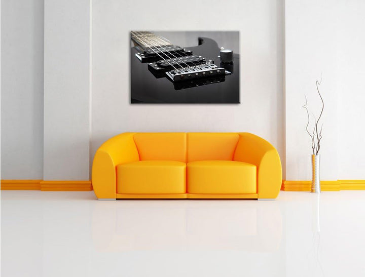 Pixxprint Black E-Guitar, Format: 100x70 auf Leinwand, XXL riesige Bilder fertig gerahmt mit Keilrah