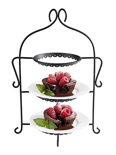 APS 33202 ROMANTIC Servierständer für 3 Platten, Edelstahl, weiss, 22.5 x 16 x 32 cm
