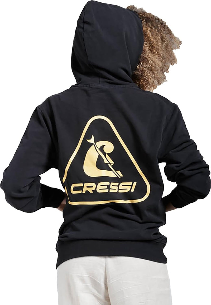 Cressi Hoodie Unisex - Sportliches Sweatshirt Kapuze mit Kordelzug, Schwarz/Gelb, Erwachsene Unisex