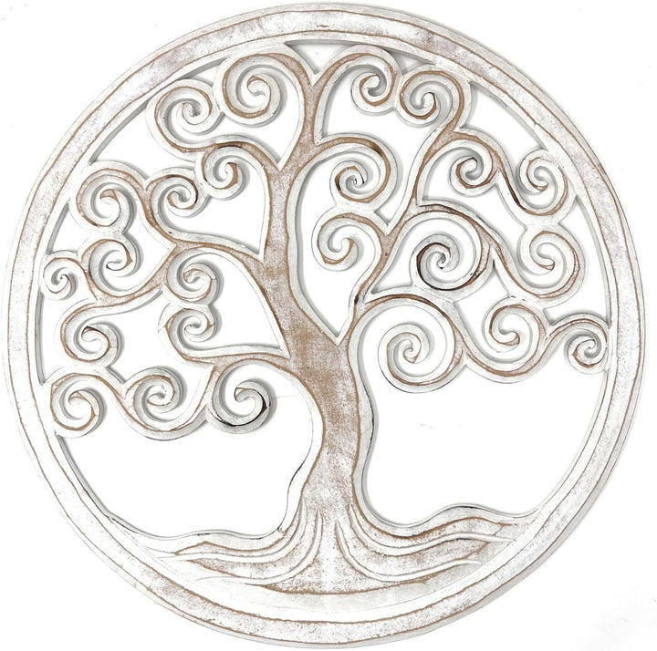 Trintura Wandbild Baum des Lebens Mandala Pohon Ulir 60cm (white) Lebensbaum Geschenkidee Wanddeko W