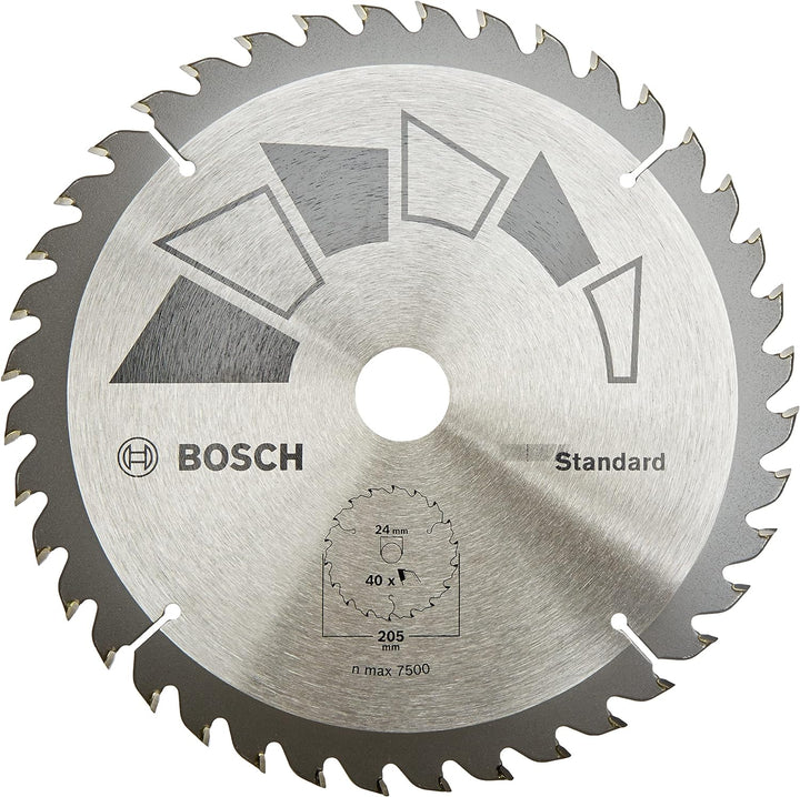 Bosch 2609256822 DIY Kreissägeblatt Basic 205 x 2.2 x 24/18/16,Z40