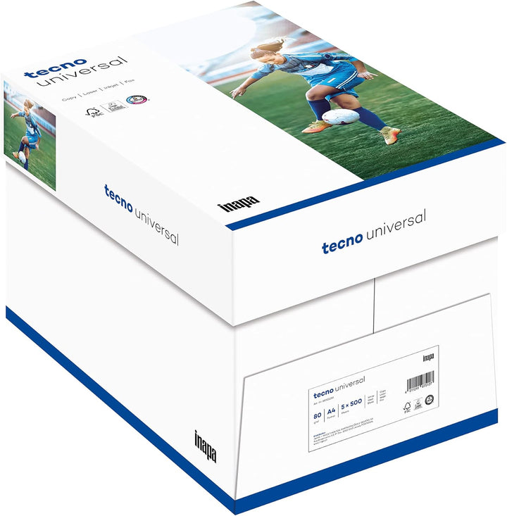 inapa Drucker-/ Kopierpapier tecno Universal: 80 g/m², A4, 2.500 Blatt (5x500), weiss – Allround-Pap