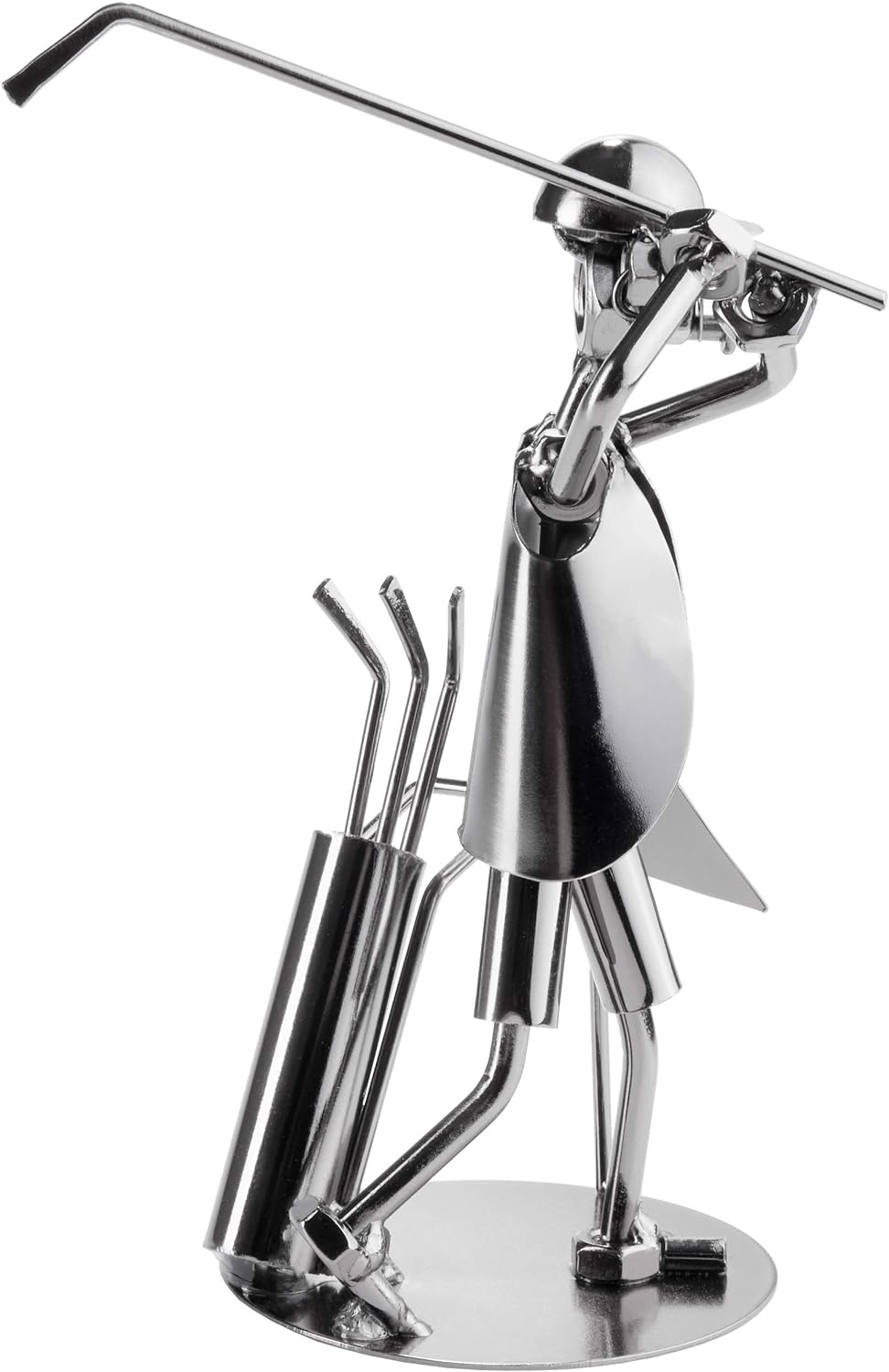 BRUBAKER Schraubenmännchen Golfer - Handarbeit Eisenfigur Metallmännchen Golf - Metallfigur Geschenk