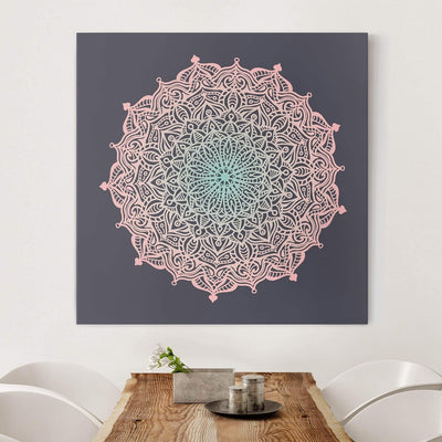 Bilderwelten Leinwandbild Mandala Ornament in Rose und Blau Quadrat 1:1 30 x 30cm Canvas 30cm x 30cm