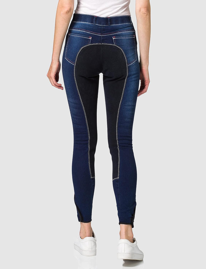 HKM Herren Reithose Summer Denim mit 3/4 Alos Besatz 36 Jeansblau/Dunkelblau, 36 Jeansblau/Dunkelbla