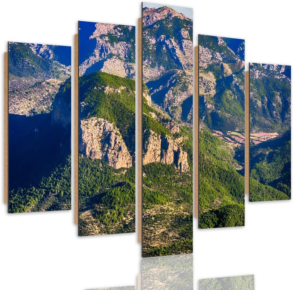 Feeby Wandbild XXL 5 tlg Landschaft Deco Panel Bild Berge Natur Alpen grün 300x140 cm Deco panel 300