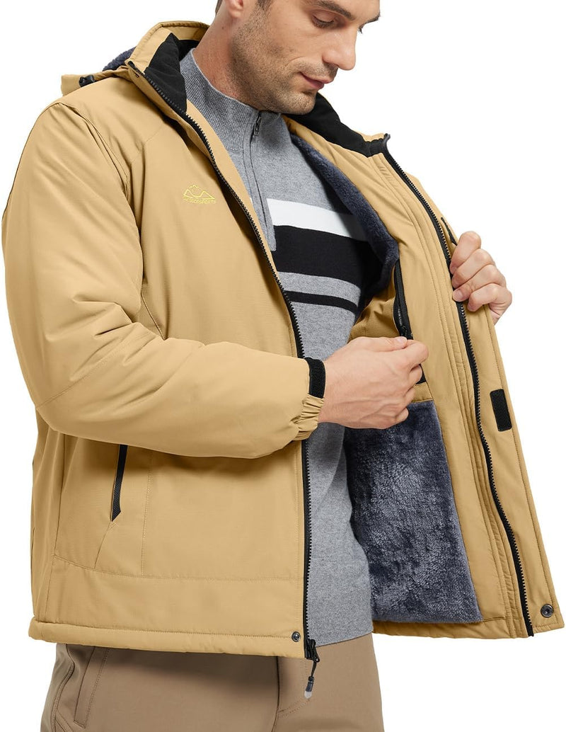 YSENTO Herren Winterjacke Wasserdichte Warme Fleece Gefüttert Outdoor Softshelljacke Atmungsaktiv Sk