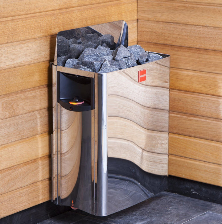 HARVIA THE WALL Elektrische Saunaofen SW80 8.0 kW mit integrierte Steuerung; 3-Phasig; Edelstahl, 8.