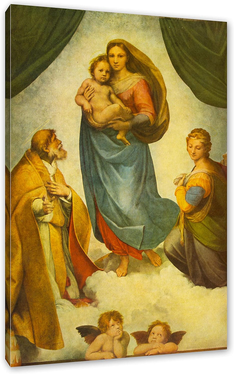 Generisch Raffael - Sixtinische Madonna als Leinwandbild / Grösse: 100x70 cm / Wandbild / Kunstdruck