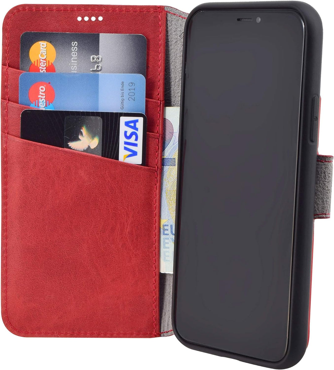 Suncase Book-Style Hülle kompatibel mit iPhone 11 Pro (5.8 Zoll) Leder Tasche (Slim-Fit) Lederhülle