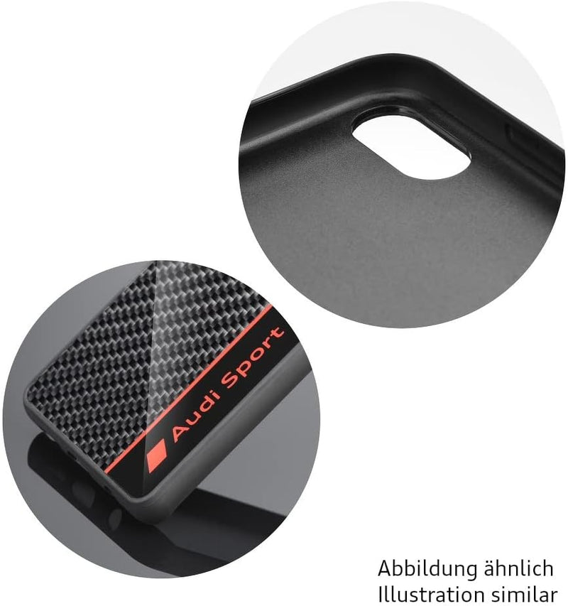 Audi Sport Handyhülle - Kompatibel mit iPhone 15 Pro - Stossabsorbierende Hülle mit Carbon - mit prä