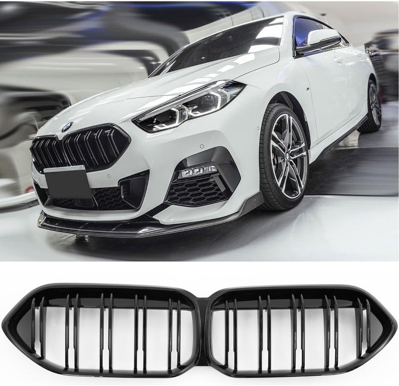 GCP PASST FÜR 2ER F44 GRAN COUPE SPORT KÜHLERGRILL DOPPELSTEG GRILL GLANZ SCHWARZ