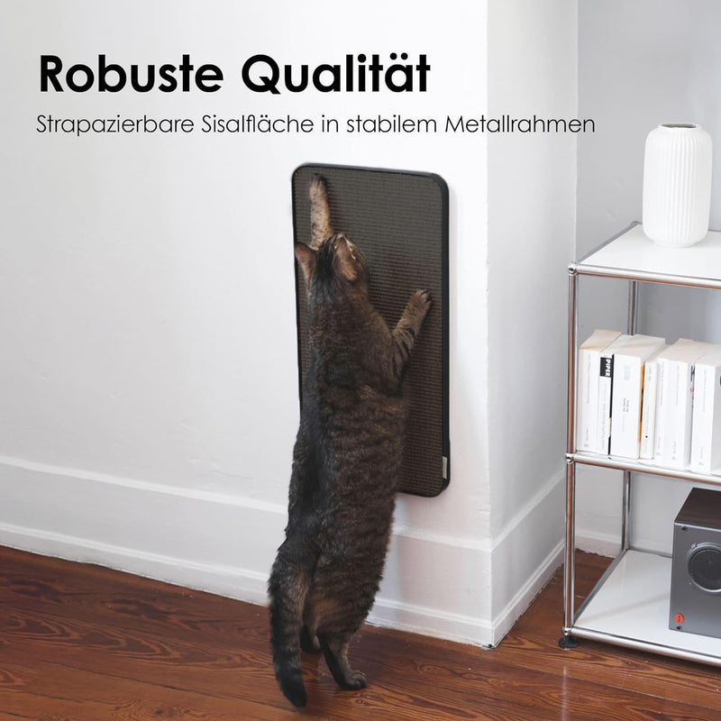 LucyBalu® Katzen Kratzbrett für die Wand I Austauschbare Sisal Kratzmatte mit Metallrahmen | Kratzte