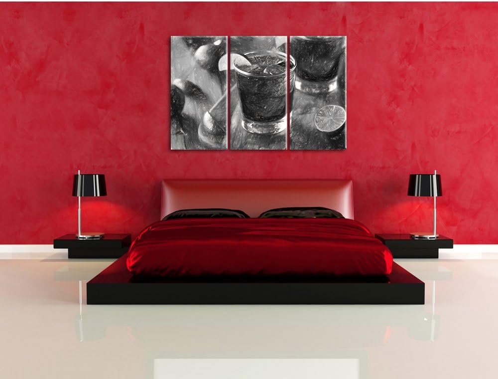 Pixxprint Erfrischender Cuba Libre Kunst / 3-Teilig/Gesamtmass 120cm Leinwandbild bespannt auf Holzr
