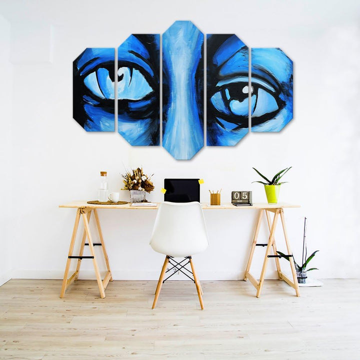 Deco Panel 5 Paneele Deko Wand Kunst Augen Blau 100x70 cm Deko Paneel 100x70 cm Blau_A, Deko Paneel