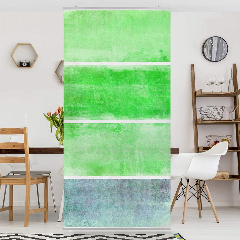 Bilderwelten Raumteiler Colour Harmony Green 250x120cm inkl. transparenter Halterung, inkl. transpar