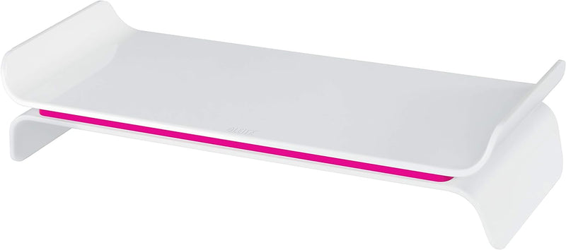 Leitz Ergo WOW verstellbarer Monitorständer, Zwei Höheneinstellungen, Pink/Weiss, 65040023, Pink