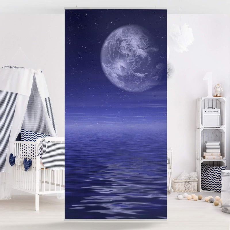 Bilderwelten Raumteiler Moon and Ocean 250x120cm inkl. transparenter Halterung 250x120cm incl. trans