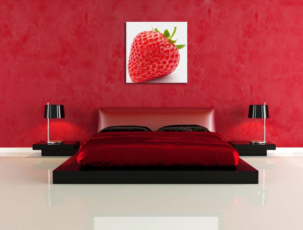 Pixxprint glänzende Erdbeere als Leinwandbild/Grösse: 70x70 cm/Wandbild/Kunstdruck/fertig bespannt,