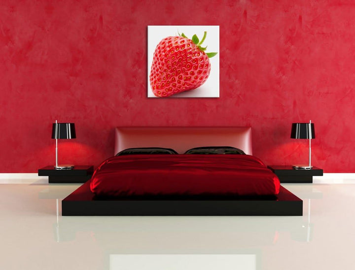 Pixxprint glänzende Erdbeere als Leinwandbild/Grösse: 70x70 cm/Wandbild/Kunstdruck/fertig bespannt,