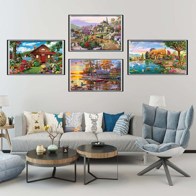 4 Pack Diamond Painting 4er set 50x40cm DIY 5D Diamant Malerei Malen nach Zahlen Garten Landschaft S