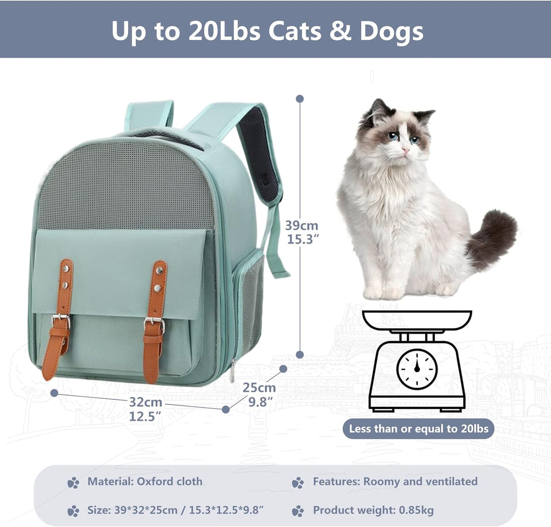 PETCUTE Hunderucksack bis 8kg,Haustier Hunde Katzen Rucksack mit Innerer Sicherheitsleine,Atmungsakt