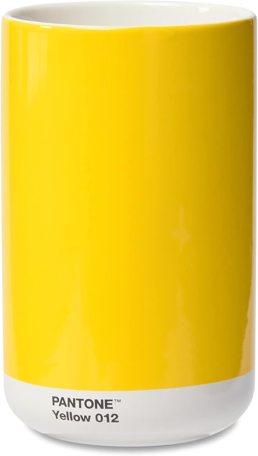 Pantone Porzellan Vase mit Geschenkbox, Jar, dekorative hochwertige Blumenvase, 1 Liter, Yellow 012