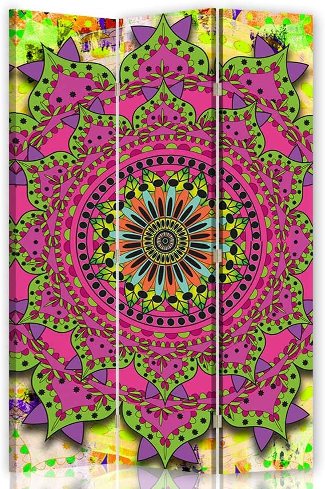 Trennwand 3 TLG Mandala Bedruckt auf Leinwand beidseitig Spa Rosa 110x175 cm Beidseitig 3 TLG 110x17